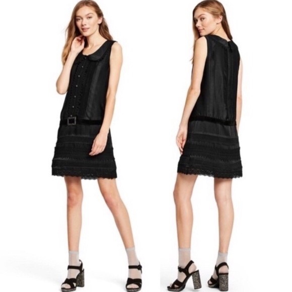 Anna Sui Shirt Dress Target Sleeveless Scoop Neck Collar Drop Waist Belted Mini - Picture 11 of 16